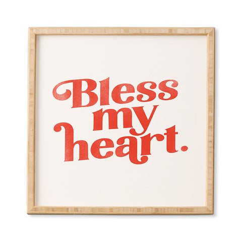 The Whiskey Ginger Bless My Heart Funny Cute Red Framed Wall Art