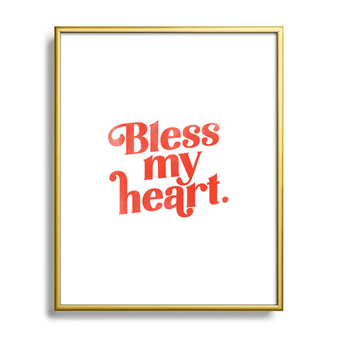 The Whiskey Ginger Bless My Heart Funny Cute Red Metal Framed Art Print