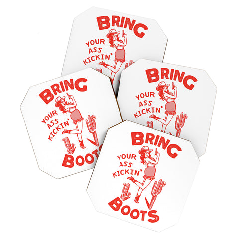 The Whiskey Ginger Bring Your Ass Kicking Boots Coaster Set