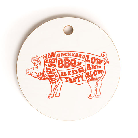 The Whiskey Ginger Cute Backyard BBQ Pig Cutting Board Round