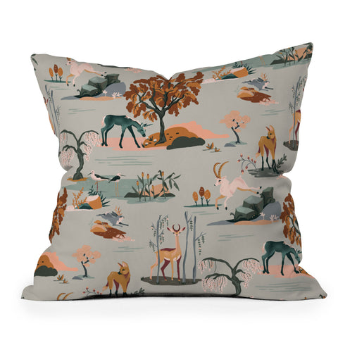 The Whiskey Ginger Cute Playful Animal Pattern I Throw Pillow