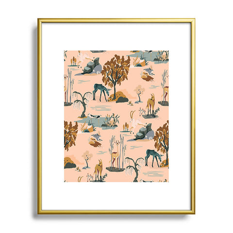 The Whiskey Ginger Cute Playful Animal Pattern Metal Framed Art Print