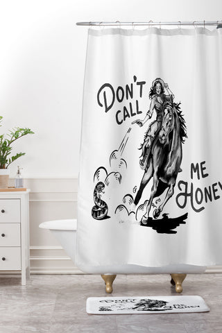 The Whiskey Ginger Dont Call Me Honey Black White Shower Curtain And Mat