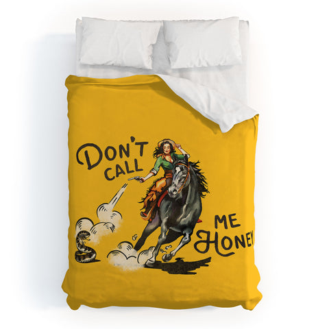 The Whiskey Ginger Dont Call Me Honey Retro Yellow Duvet Cover