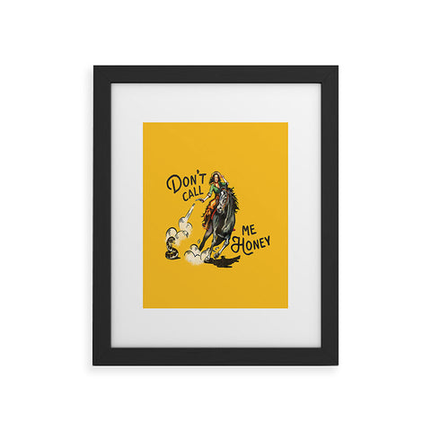 The Whiskey Ginger Dont Call Me Honey Retro Yellow Framed Art Print
