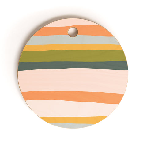 The Whiskey Ginger Dreamy Stripes Colorful Fun Cutting Board Round