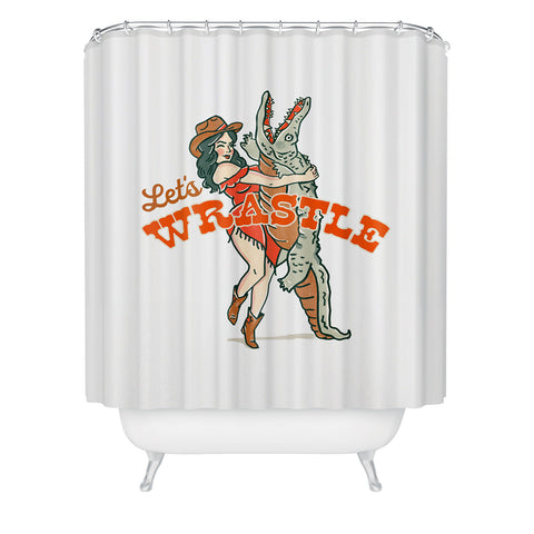 The Whiskey Ginger Lets Wrastle Shower Curtain