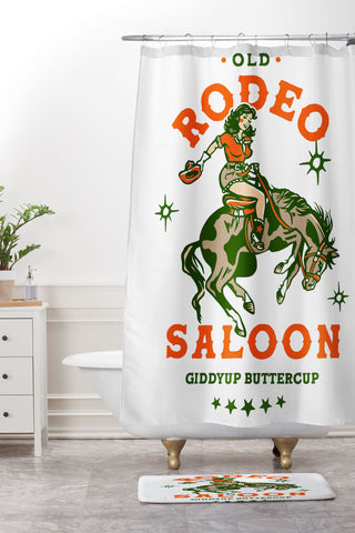 The Whiskey Ginger Old Rodeo Saloon Giddy Up Butt Shower Curtain And Mat