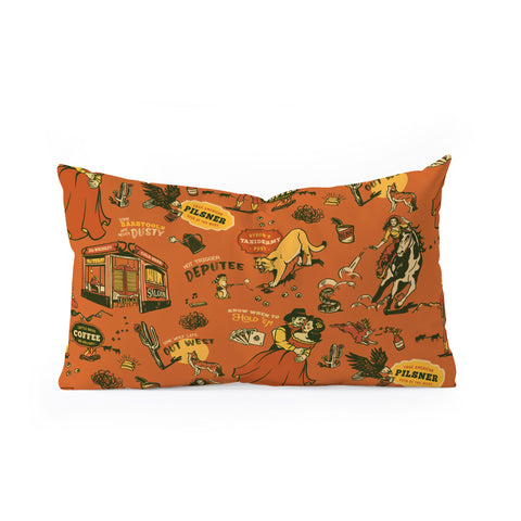 The Whiskey Ginger Old West Inspired Vintage Pattern Oblong Throw Pillow