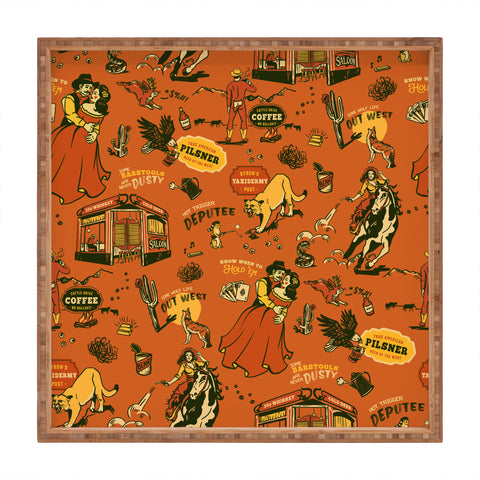 The Whiskey Ginger Old West Inspired Vintage Pattern Square Tray