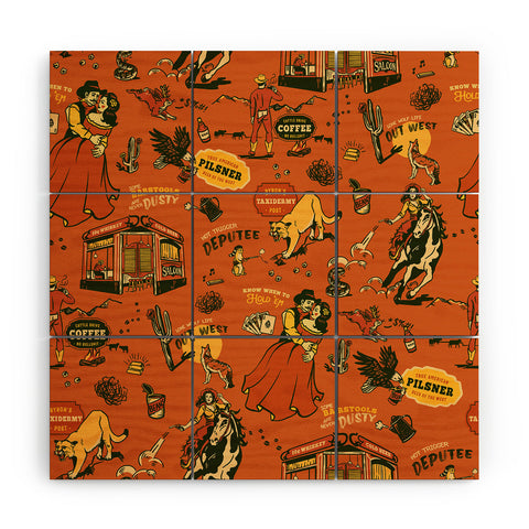The Whiskey Ginger Old West Inspired Vintage Pattern Wood Wall Mural