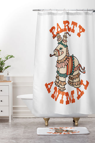 The Whiskey Ginger Party Animal Donkey Pinata Shower Curtain And Mat