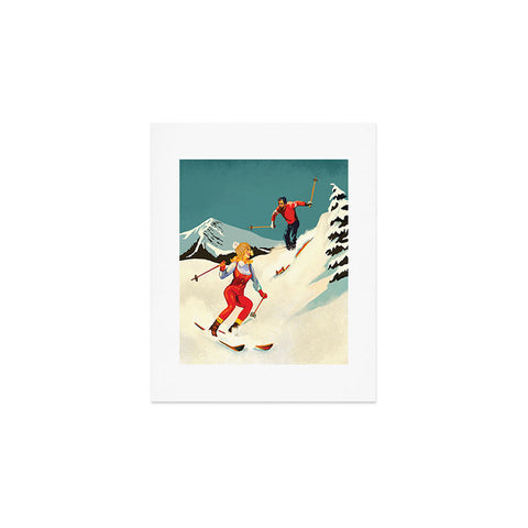 The Whiskey Ginger Retro Skiing Couple Art Print
