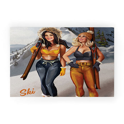 The Whiskey Ginger Ski Tahoe Cute Pinup Girls Welcome Mat