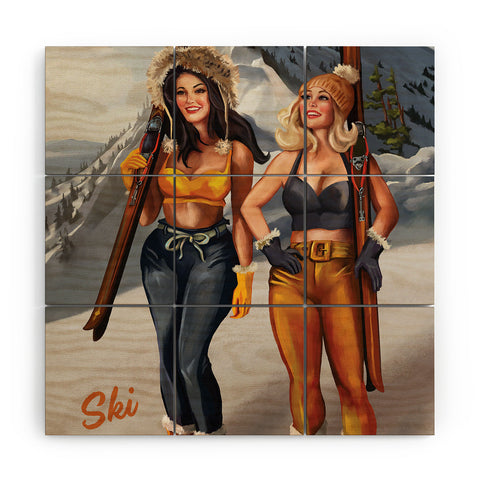 The Whiskey Ginger Ski Tahoe Cute Pinup Girls Wood Wall Mural