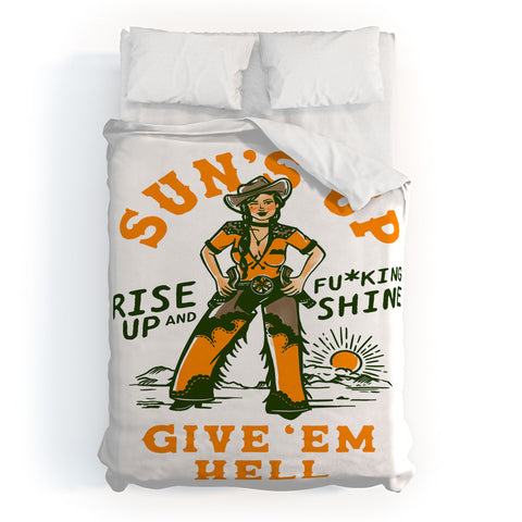 The Whiskey Ginger Suns Up Give Em Hell Rise Up Duvet Cover