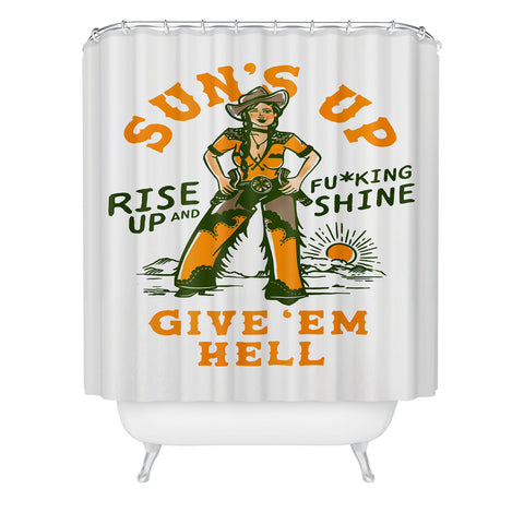 The Whiskey Ginger Suns Up Give Em Hell Rise Up Shower Curtain