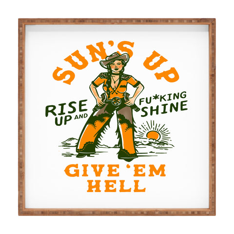 The Whiskey Ginger Suns Up Give Em Hell Rise Up Square Tray