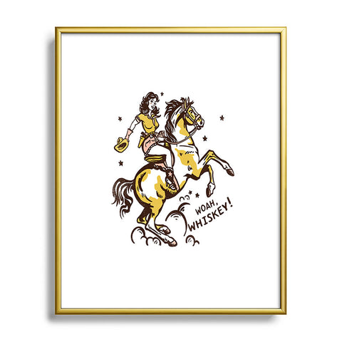 The Whiskey Ginger Woah Whiskey Western Pin Up Metal Framed Art Print