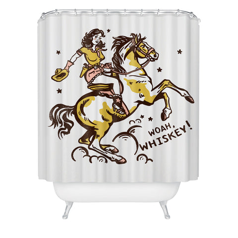 The Whiskey Ginger Woah Whiskey Western Pin Up Shower Curtain