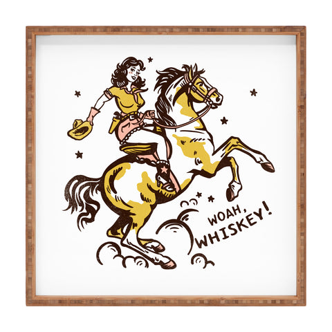 The Whiskey Ginger Woah Whiskey Western Pin Up Square Tray