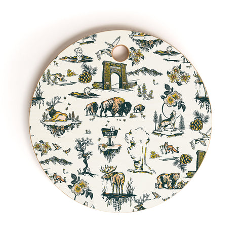 The Whiskey Ginger Yellowstone National Park Travel Pattern Cutting Board Round