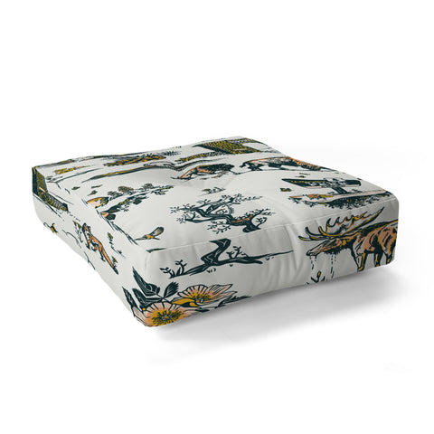 The Whiskey Ginger Yellowstone National Park Travel Pattern Floor Pillow Square