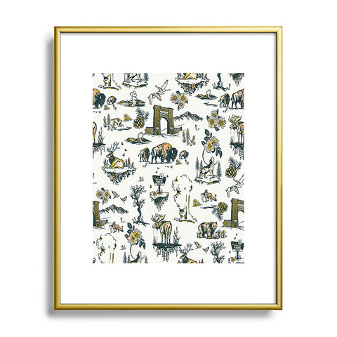 The Whiskey Ginger Yellowstone National Park Travel Pattern Metal Framed Art Print