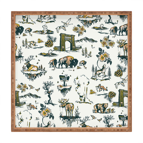 The Whiskey Ginger Yellowstone National Park Travel Pattern Square Tray