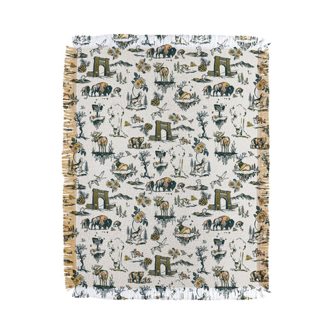 The Whiskey Ginger Yellowstone National Park Travel Pattern Throw Blanket