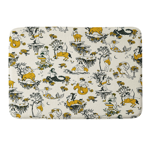 The Whiskey Ginger Zodiac Toile Pattern With Cream Memory Foam Bath Mat