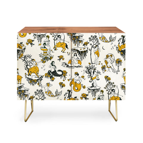 The Whiskey Ginger Zodiac Toile Pattern With Cream Credenza