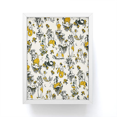 The Whiskey Ginger Zodiac Toile Pattern With Cream Framed Mini Art Print