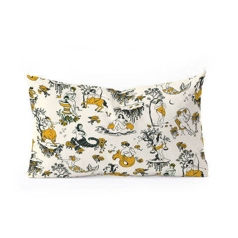 The Whiskey Ginger Zodiac Toile Pattern With Cream Oblong Throw Pillow