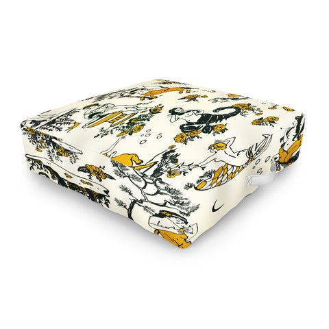The Whiskey Ginger Zodiac Toile Pattern With Cream Outdoor Floor Cushion