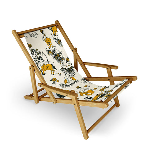 The Whiskey Ginger Zodiac Toile Pattern With Cream Sling Chair