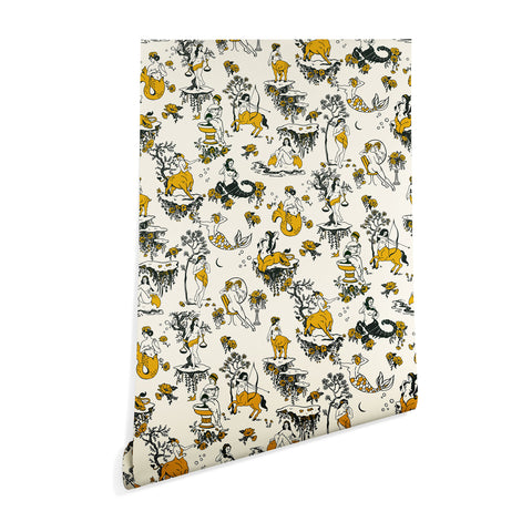 The Whiskey Ginger Zodiac Toile Pattern With Cream Wallpaper