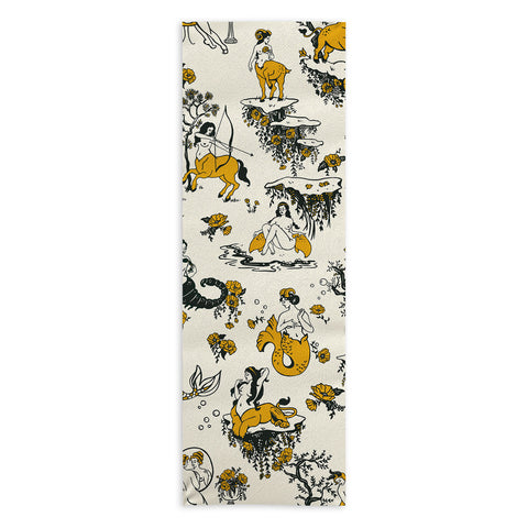 The Whiskey Ginger Zodiac Toile Pattern With Cream Yoga Towel