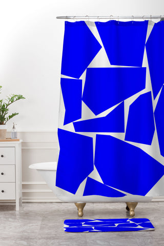 Three Of The Possessed Block Party Blue Shower Curtain And Mat