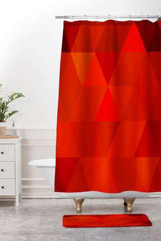 Three Of The Possessed Mode7 Fire Shower Curtain And Mat