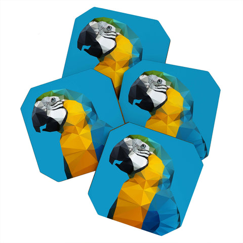 Three Of The Possessed Parrot Blue Coaster Set