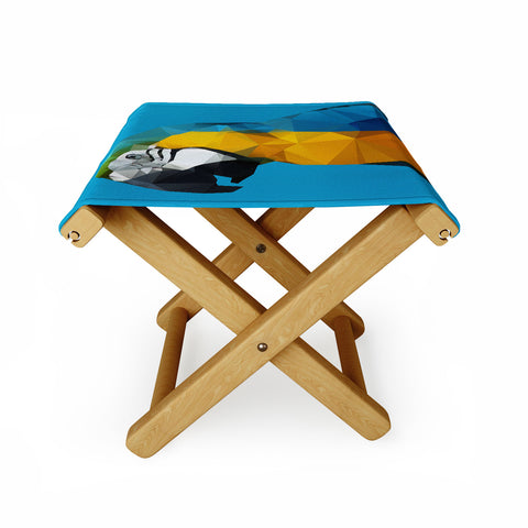 Three Of The Possessed Parrot Blue Folding Stool