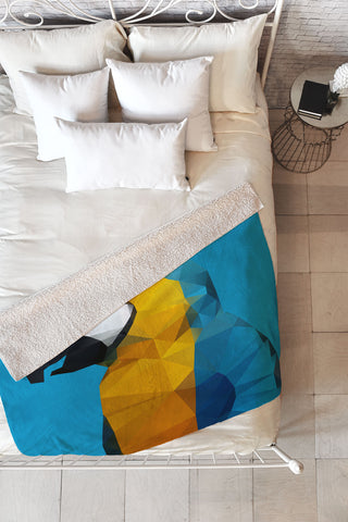 Three Of The Possessed Parrot Blue Fleece Throw Blanket