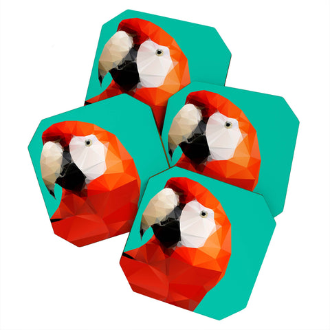 Three Of The Possessed Parrot Red Coaster Set