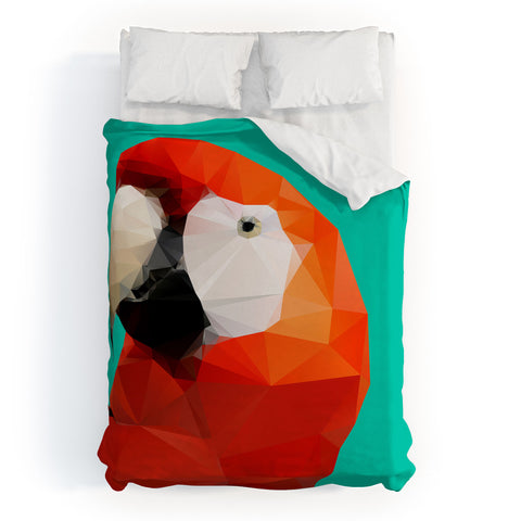 Three Of The Possessed Parrot Red Duvet Cover