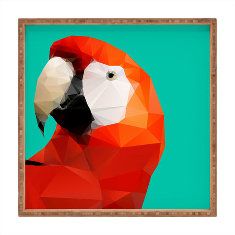 Three Of The Possessed Parrot Red Square Tray