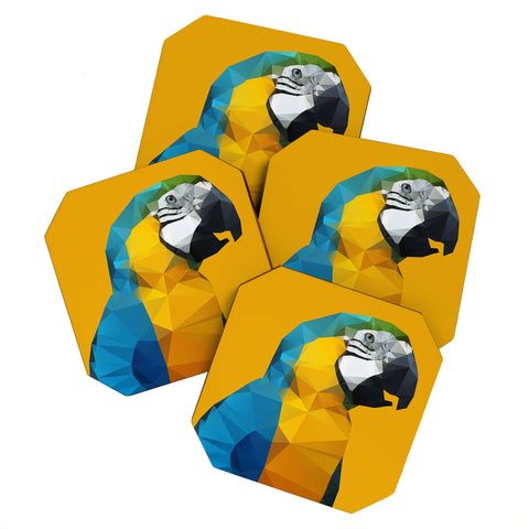 Three Of The Possessed Parrot Tropical Yellow Coaster Set