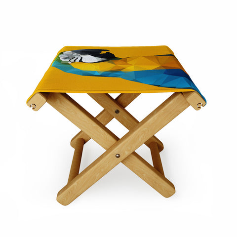 Three Of The Possessed Parrot Tropical Yellow Folding Stool