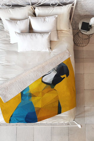 Three Of The Possessed Parrot Tropical Yellow Fleece Throw Blanket