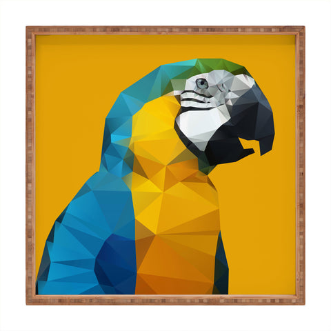 Three Of The Possessed Parrot Tropical Yellow Square Tray